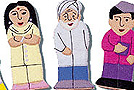 Titeres de dedo. Familia asiatica.