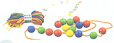 Bote de bolas para ensartar 35mm (40 piezas mas 5 cordones)