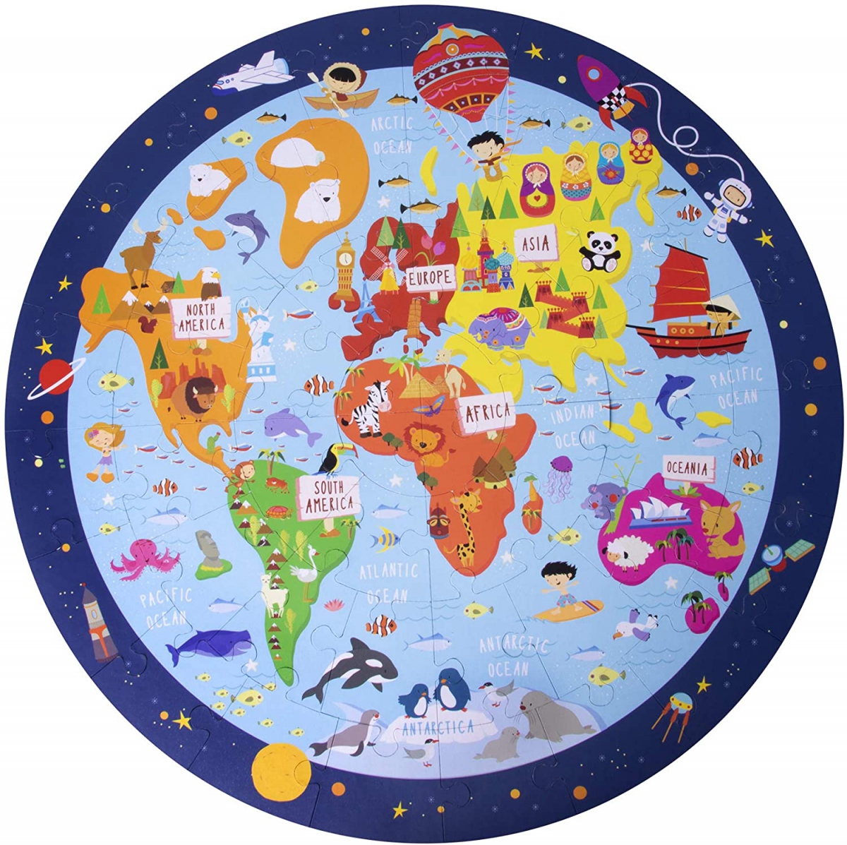 Puzle circular mapamundi 48 piezas (Puzzle Kids - es
