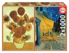 Educa Puzzle 2x1000 piezas. Los girasoles + Terraza de café por la noche (Vincent Van Gogh)