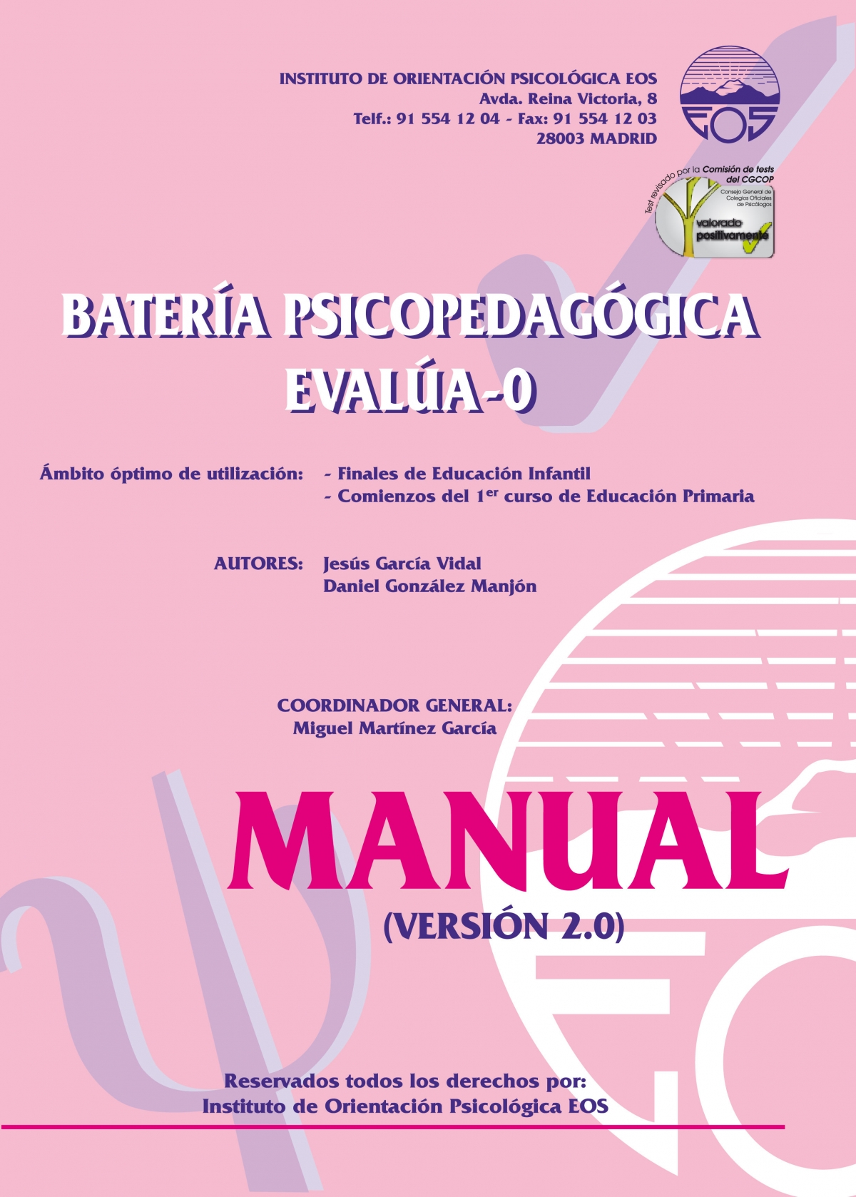 Manual De Batería Psicopedagógica EvalÚa 0 Jesús García Vidal Danie