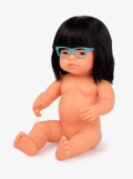Muñeca bebé asiática con gafas 38 cm