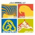 ¿Que animal es? cebra, papagayo, serpiente y jirafa