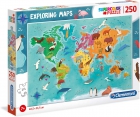 Puzle 250 piezas mapa de animales en el mundo