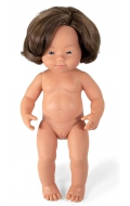 Baby Síndrome Down caucásico niña con pelo (38 cm)